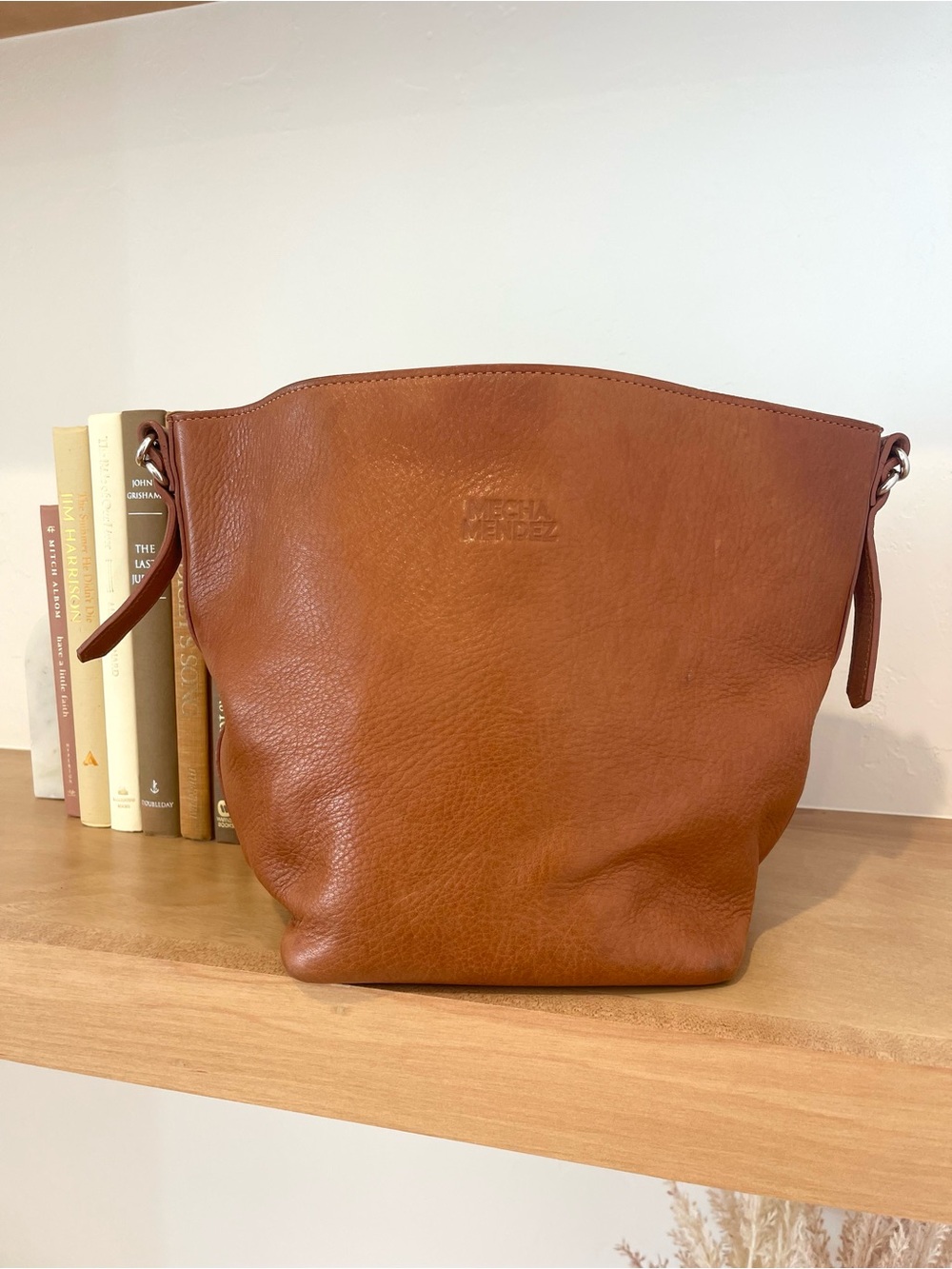 Mecha Mendez Bucket Tan Hypnotic Brown Neutral Leather Shoulder Bag Strap Purse